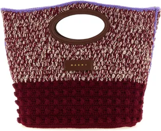 Marni Bordeaux Wool Womens Handbag
