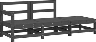 vidaXL Juego De Muebles De Jard&iacute;n 3 Pzas Madera Maciza De Pino Gris Vidaxl