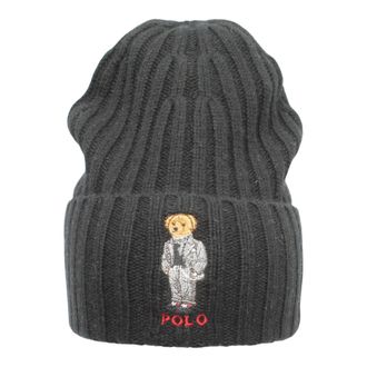 Polo Ralph Lauren Polo Bear Chalk-Stripe Knit Cuffed Beanie Hat in Navy Men Wool - OS