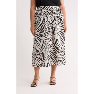 Vero Moda Printed Midi Skirt in Pumice Stone/Black at Nordstrom Rack, Size 12W