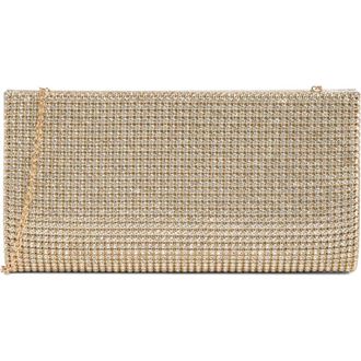 Jessica McClintock Elaine Oversize Rhinestone Embellished Clutch in Light Gold at Nordstrom Rack