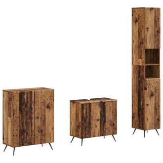 vidaXL Juego De Armarios De Ba&ntilde;o De 3 Piezas Breda Madera Envejecida Vidaxl