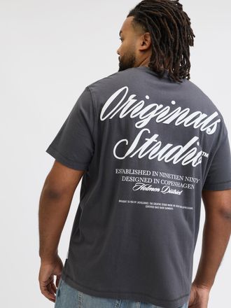 Jack & Jones Plus Size Kurzarmshirt JORNORREBRO TYPO TEE SS CREW NECK PLS, Herren, Gr. 4XL, asphalt, Jersey, Obermaterial: 100% Baumwolle, JACK & JONES PLUSSIZE, bedruckt, r