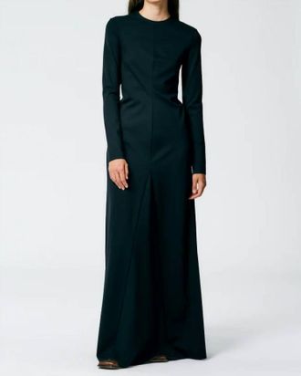 Tibi Compact Stretch Knit Maxi Gown In Black