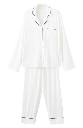 Mango Piped Pajamas in White at Nordstrom, Size Medium