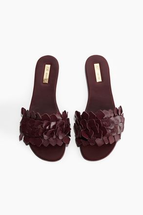 H&M Ledersandalen - Weinrot