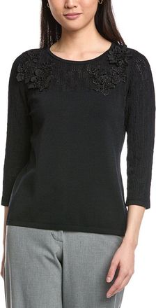 Anne Klein Pointelle Stitch Yoke Top