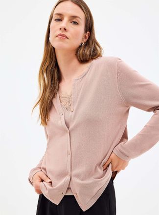 Contemporaine Womens Sewn-in lace cami fine-knit Cardigan Sweater