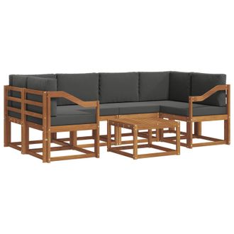 vidaXL Conjunto De Sof&aacute;s De Exterior 7 Pcs Natural Y Antracita Vidaxl