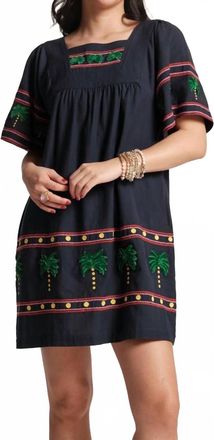 Frances Valentine Picnic Mini Palm Tree Dress In Navy/multi