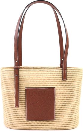 Loewe Brown Raffia Leather Basket Tote Bag (Pre-Owned)
