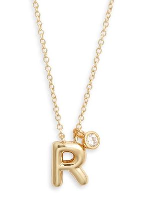 Chelsea28 Goldtone Initial Pendant Necklace in R- Clear- Gold at Nordstrom
