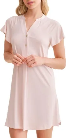 Fleur't Flutter Sleeve Sleep Shirt in Strawberry Whip at Nordstrom, Size Xx-Large