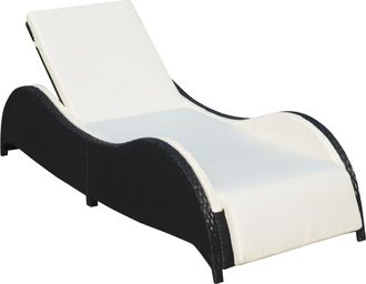vidaXL Tumbona Con Coj&iacute;n Rat&aacute;n Sint&eacute;tico Negro Vidaxl