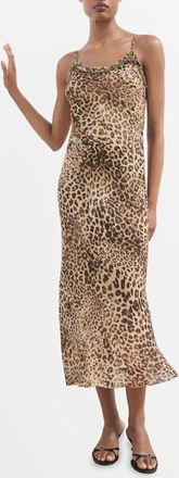 Mango Animal Print Midi Dress in Ecru at Nordstrom, Size 10
