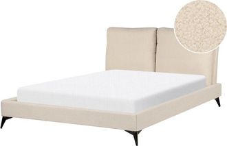Beliani Beliani - Cama Con Somier 140 X 200 Cm Moderna Tapizada Boucl&eacute; Base Listones Beige Melle