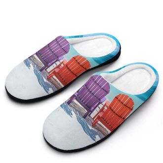 Generic Colorful Beach Chairs Mens Slippers Slip On Comfortable Fleece Cotton House Shoes Winter