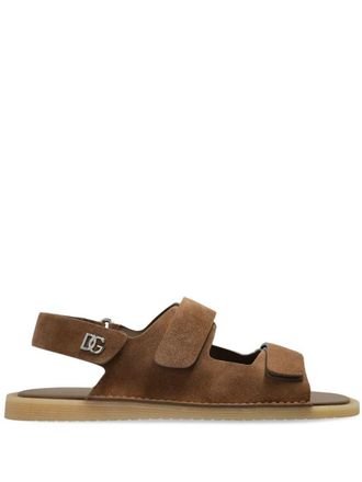 サンダル・ミュール DOLCE  GABBANA Women Sandals CQ0608AW576 8Z093 brown Dolce & Gabbana DG-logo leather sandals Brown - Polo Avenue