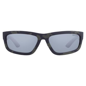 Prada Grey Mirror Rectangular Mens Sunglasses PS 05ZS 14X07G 59