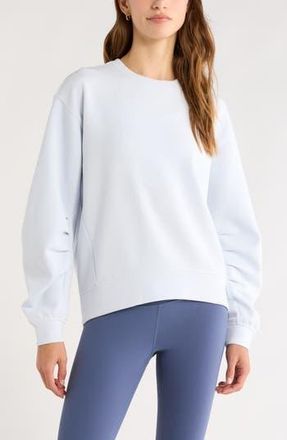 Zella Cozy Scuba Knit Crew Sweatshirt in Blue Ancient at Nordstrom Rack, Size X-Large
