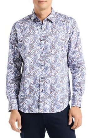 Robert Graham Wylder Long Sleeve Button-Up Shirt in White/Blue Multi at Nordstrom Rack, Size X-Large