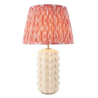 Netlighting Bobble White Table Lamp Pink Fabric Ikat Shade 35cm B22