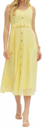 Entro Dylan Eyelet Midi Dress In Lemon