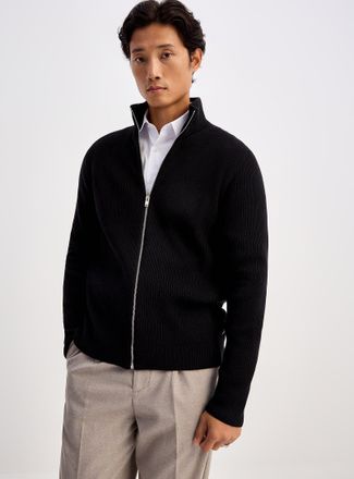 Lindbergh Mens 100% cotton knit zipped sweater Relaxed fit
