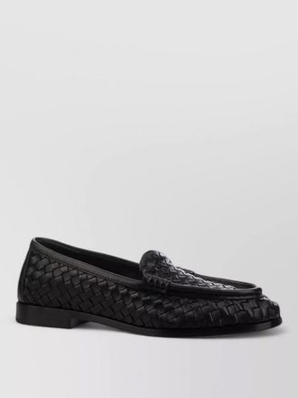 Bottega Veneta round toe woven leather lace up shoes