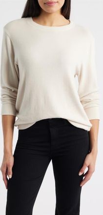 Loveappella Brushed Jersey Crewneck Top in Cream at Nordstrom, Size X-Small
