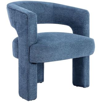 Vente-Unique Poltrona in Tessuto testurizzato Blu - FONTANOVA