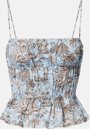 Staud Floral ruched cotton top