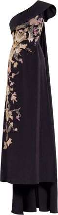Saiid Kobeisy One Shoulder Embroidered Crepe Dress
