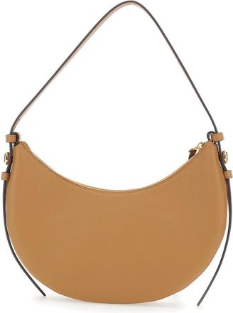 Tory Burch Womens Shoulder Bag Romy Half Moon Beige Cowhide Leather