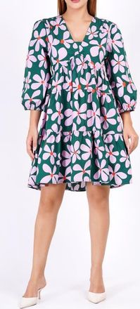 Leota Zariah Empire Waist Mini Dress in Dancing Daisies Evergreen at Nordstrom, Size X-Large