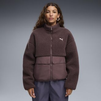 Puma Giacca in pile dal taglio morbido RE:FIBRE da donna, Abbigliamento, Marrone, XL