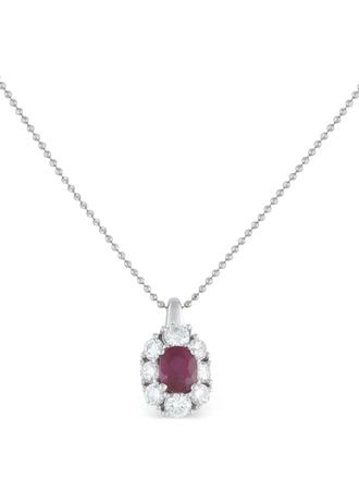 Luxury Bazaar platinum pendant diamond and ruby necklace - women - Platinum/Ruby/Diamond - One Size - Silver