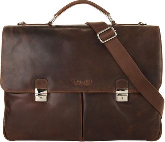 Bugatti Aktentasche BUGATTI ROMANO, Herren, Gr. B/H/T: 44cm x 30cm x 15cm onesize, braun, Leder, used, Taschen Aktentasche, echt Leder