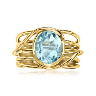 Ross-Simons Sky Blue Topaz Highway Ring in 18kt Gold Over Sterling