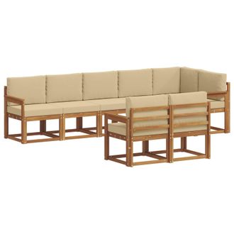 vidaXL Conjunto De Sof&aacute;s De Exterior Con Coj&iacute;n 8 Pcs Natural Y Beige Vidaxl