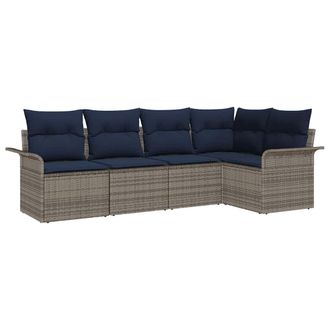 vidaXL Set Divano Da Giardino 5 Pz Grigio Polyrattan Vidaxl