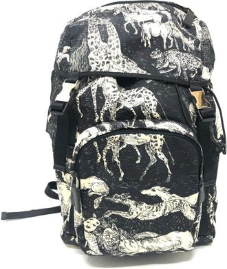 Prada Black White Nylon Backpack (Pre-Owned)