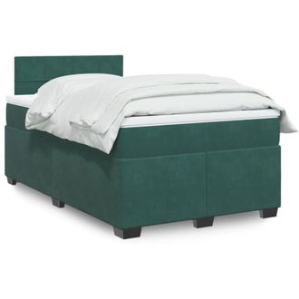 vidaXL Cama Box Spring Con Colch&oacute;n Terciopelo Verde Oscuro 120x200 Cm Vidaxl
