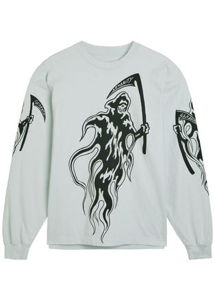 Warren Lotas Serenity Reaper Printed Long Sleeve Cotton top - Grey - XL