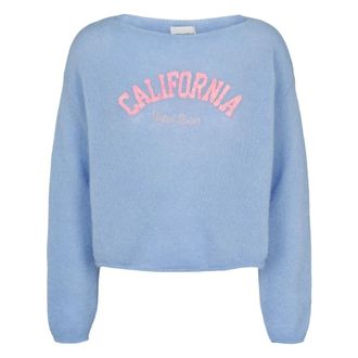 Americandreams Molly Cropped - Dames - Ronde hals truien - Blauw - S/M - Wol - Truien & Vesten