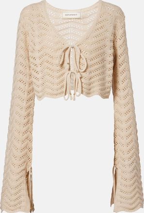 Bananhot Miana open-knit cotton-blend crop top