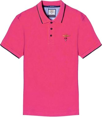 Aeronautica Korte mouw katoenen polo in Magenta - Heren - Polos - Roze - 4XL - Katoen - Tops