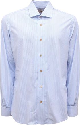 Mazzarelli Overhemden, Heren, Blauw, L, Tecno Sport Tech Slim Shirt Made in Italy