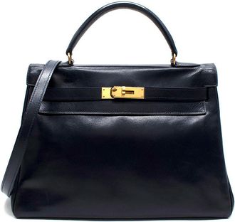 Hermès Navy Box Kelly 32 with Gold Hardware With Spa Receipt Size S