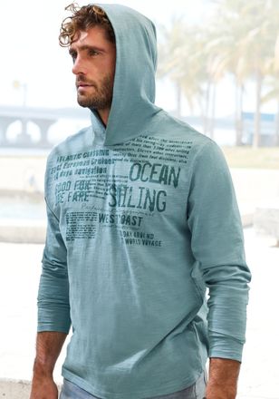 John Devin Kapuzenshirt JOHN DEVIN, Herren, Gr. XXL, gr&uuml;n (petrol bedruckt), Slub, Obermaterial: 100% Baumwolle, bedruckt, regular fit, Rundhals, abgesteppte Kan